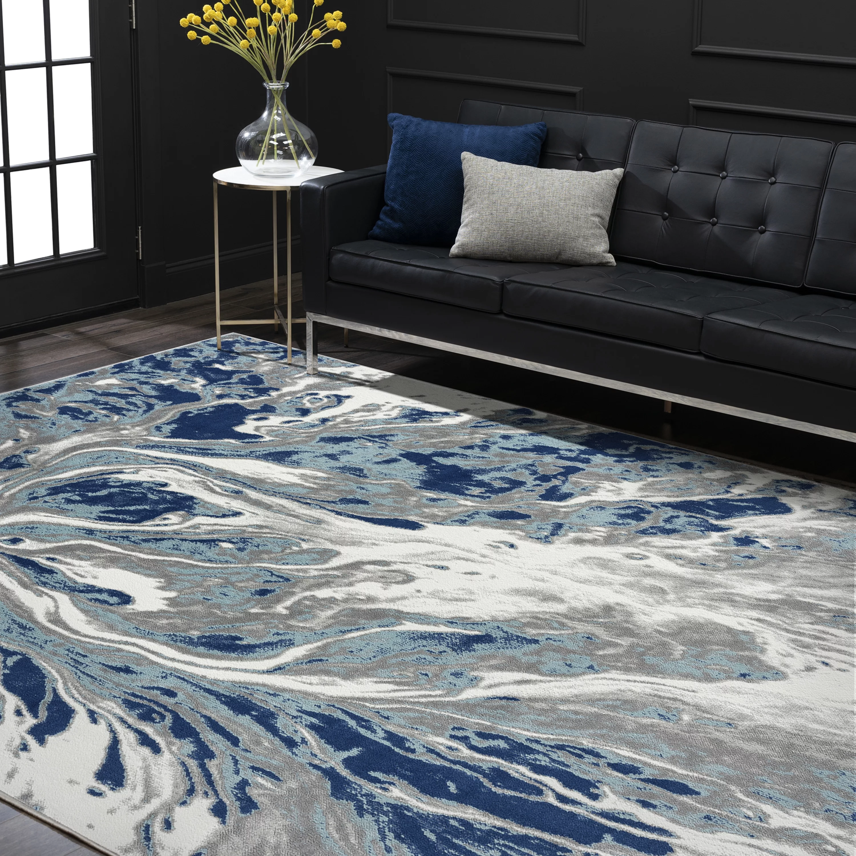 5x8 Modern Blue Area Rugs for Living Room | Bedroom Rug | Dining Room Rug | Indoor Entry or Entryway Rug | Kitchen Rug | Alfombras para Salas 5'3'' x 7'3''