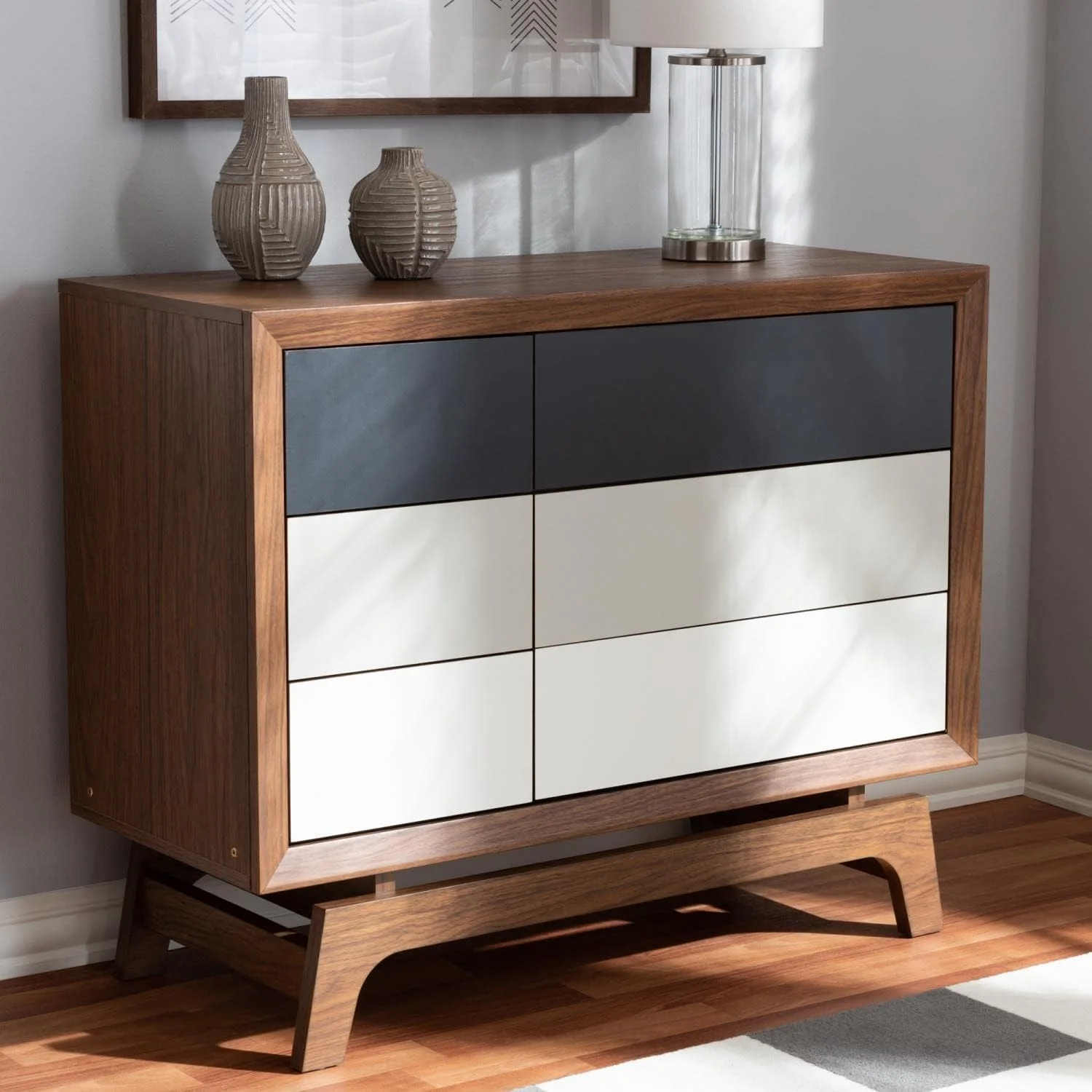 Svante -Century 6-Drawer Wood Chest In Brown And Multi
