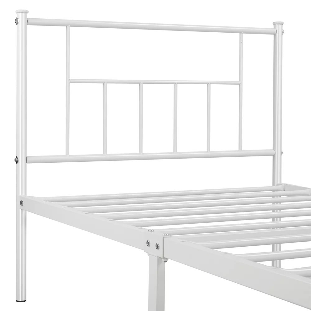Yaheetech Metal Platform Twin Bed with Headboard and Footboard, White