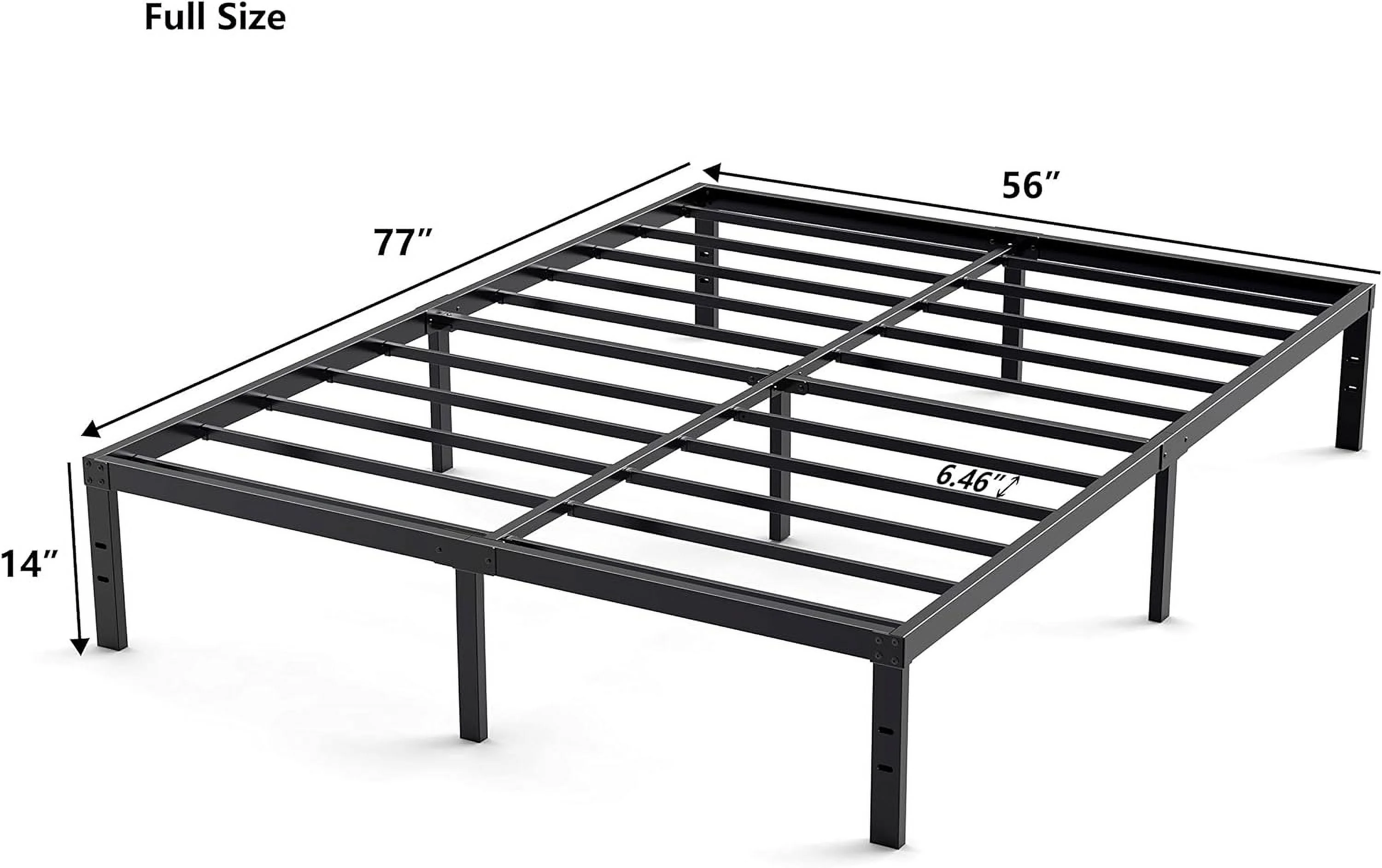 QCAI Metal Bed Frame – Heavy Duty Mattress Foundation with Anti-Slip Steel Slat Support, Durable Platform Base with Underbed Storage, Easy Assembly (Full)