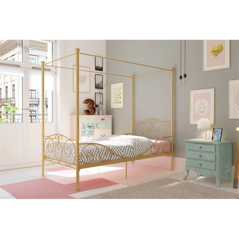 DHP Capri Twin Metal Bed in Gold