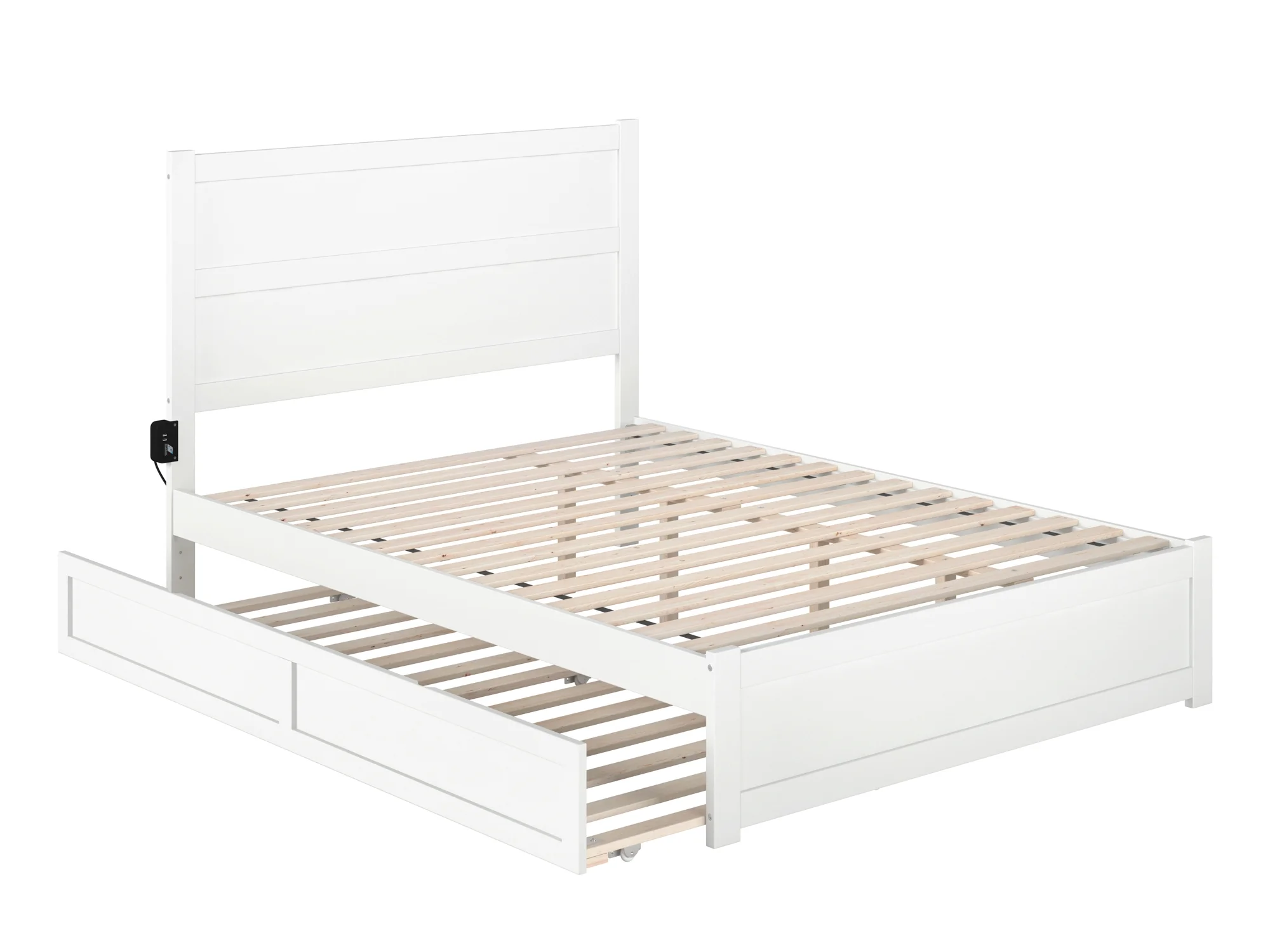 AFI NoHo Queen Wood Platform Bed with Headboard Footboard & Twin XL Trundle, White