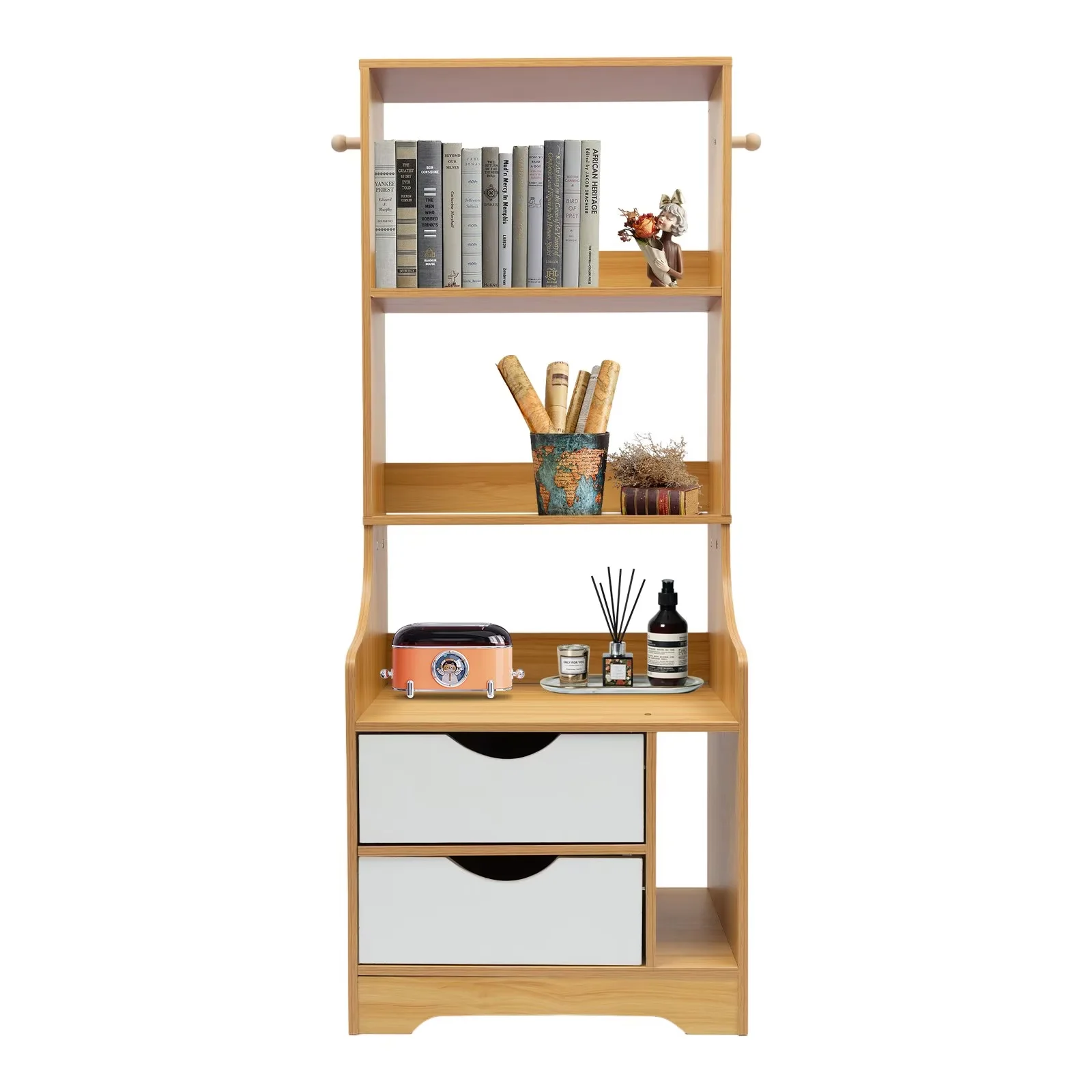 TFCFL 2 Drawers Nightstand Tall Bedside Table Neat Organizer W/ Storage Shelf Bedrooms