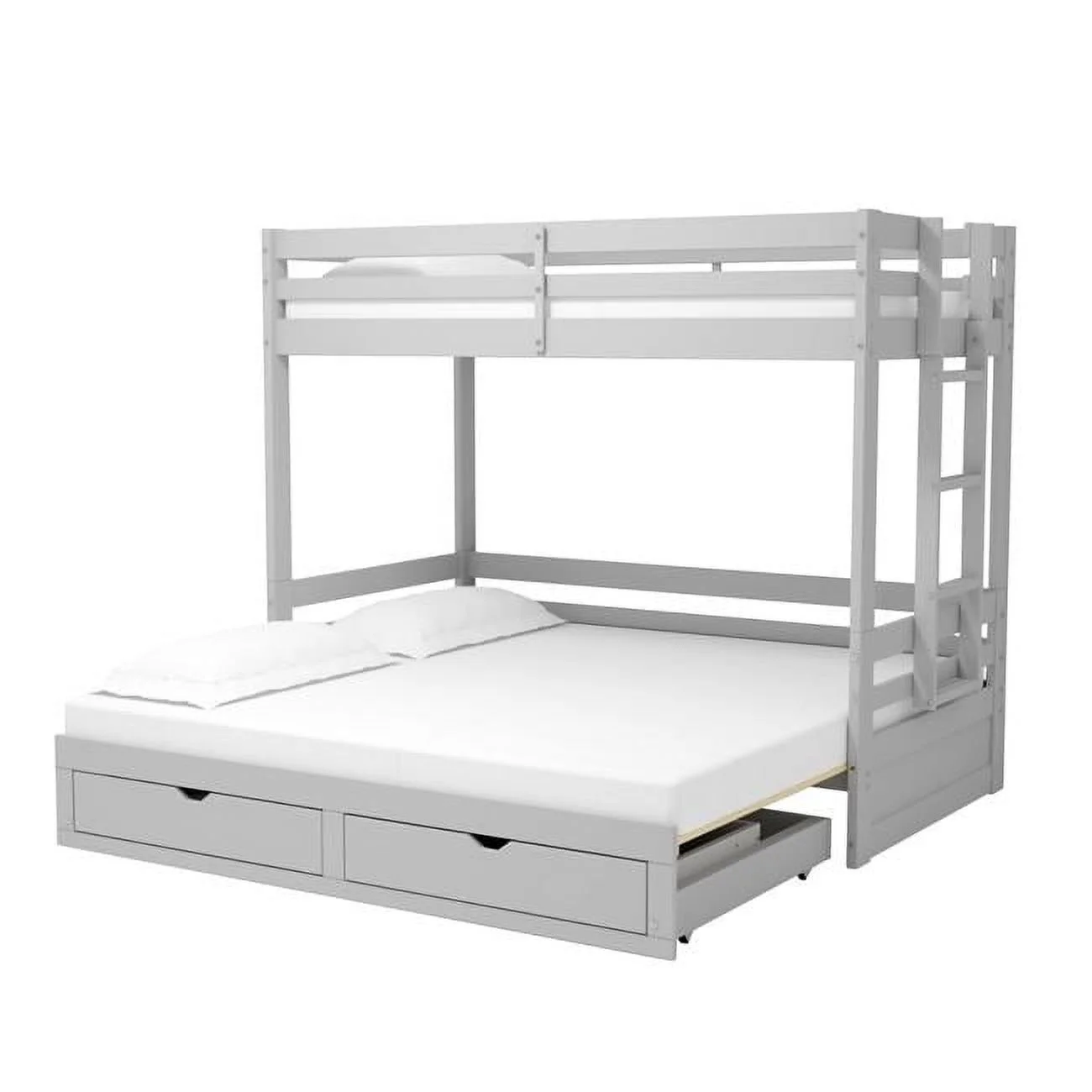Jasper Twin to King Extending Day Bed with Bunk Bed & Storage Drawers, Dove Gray