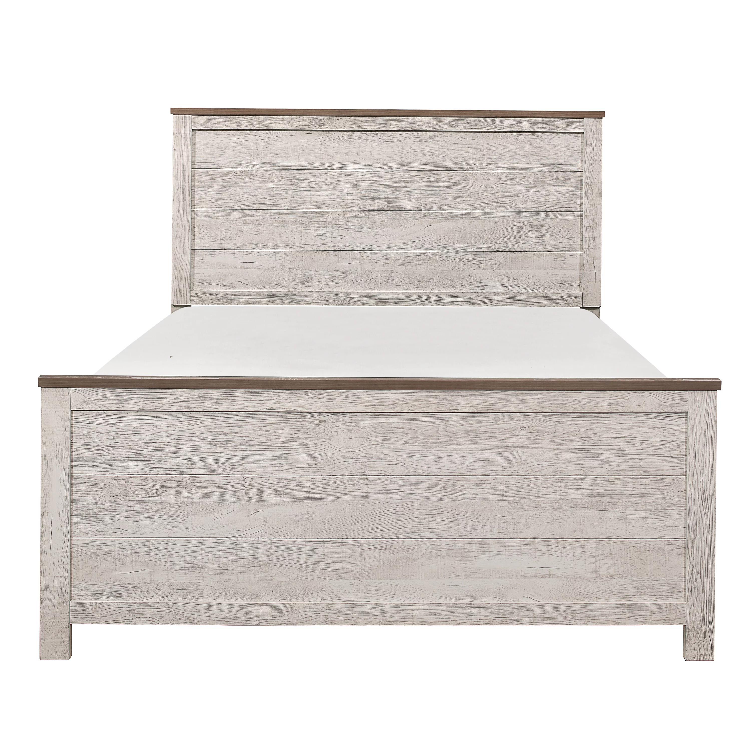 Two-Tone Finish 1pc Eastern King Size Bed Transitional Rustic Bedroom Furniture Melamine Laminate