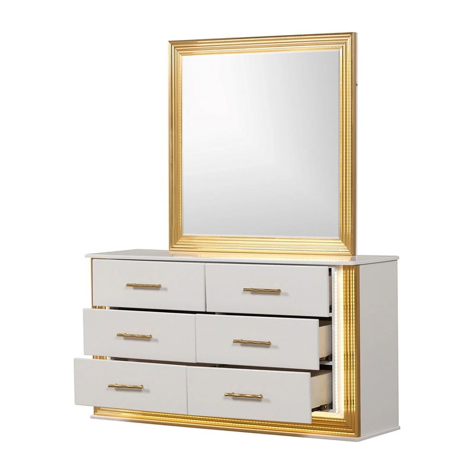 Pemberly Row Contemporary 6-Drawer Dresser Made with Wood & Gold Finish