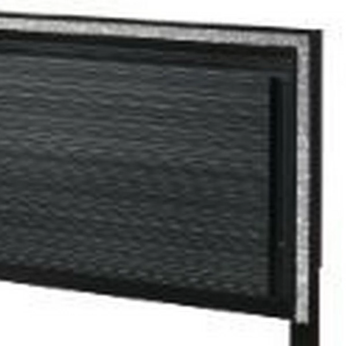 Benjara Eastern King Bed with LED Headboard and Shimmering Trim, Black