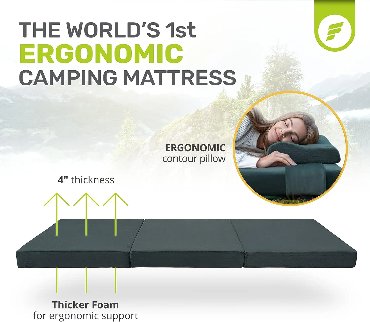 Sleeping Pad for Camping Mattress – Thick, Extra Supportive 2-Layer Foldable Mattress with High-Density Foam & – Water-Resistant, Nonslip Portable Bed by LIHONG