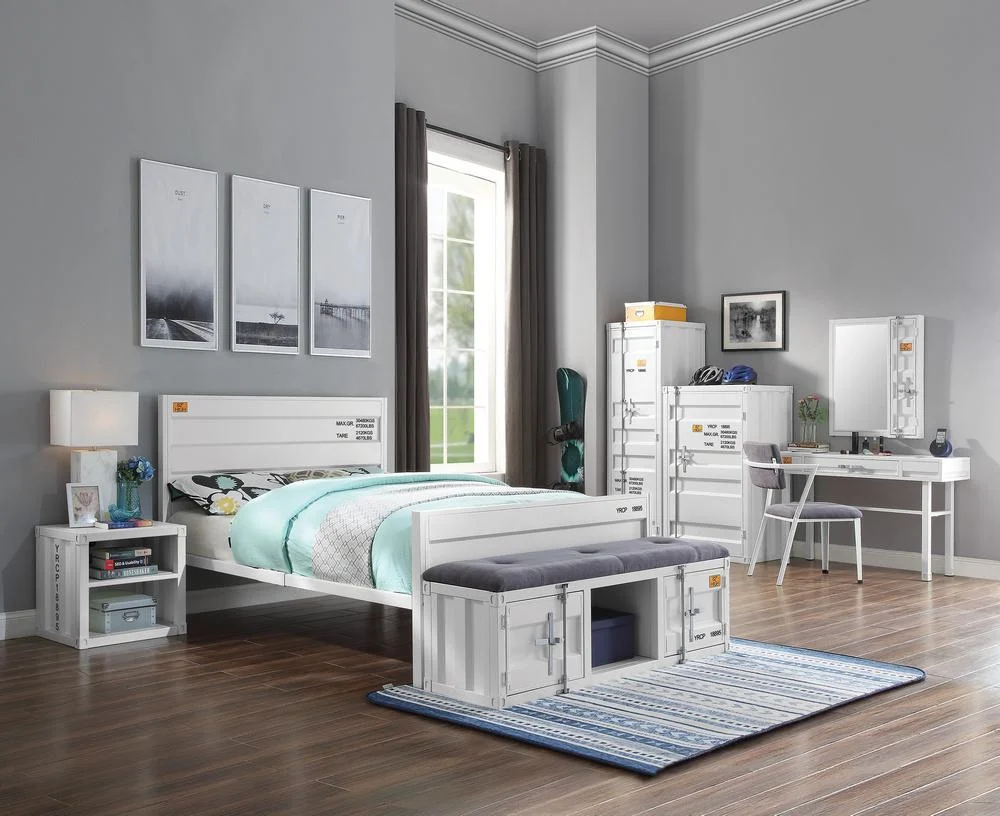 Contemporary White Twin 4pcs Bedroom Set by Acme Cargo 35900T-4pcs
