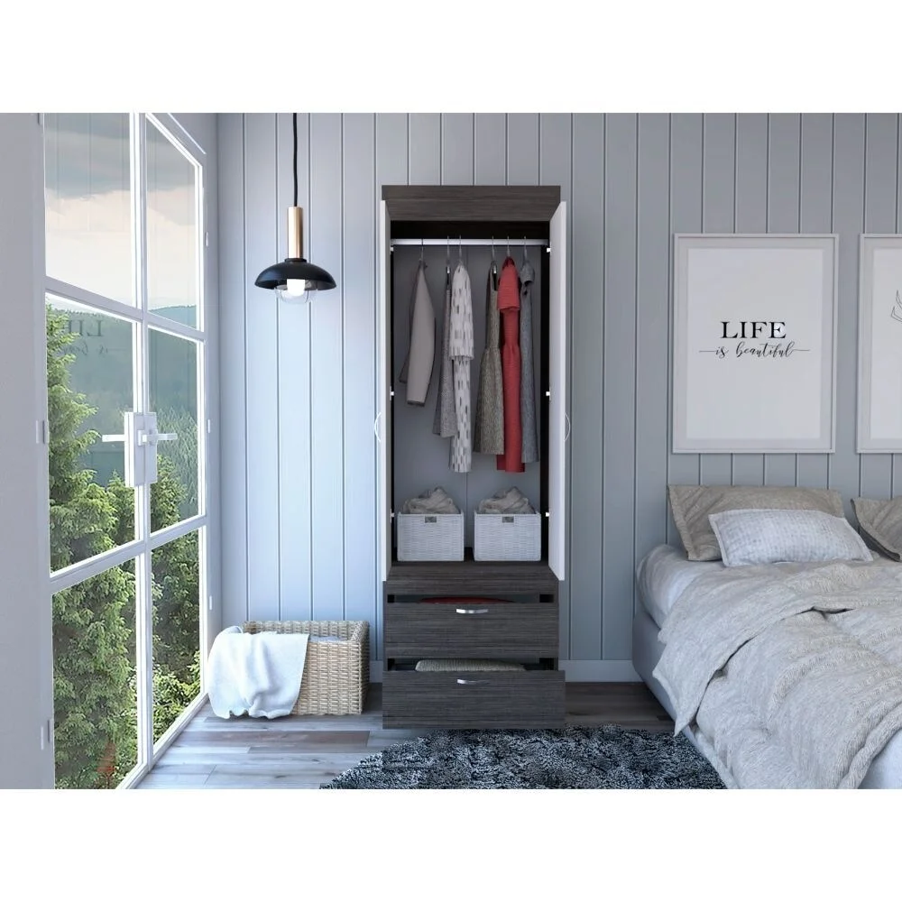 Willow Grove 2-Drawer Armoire Light Oak White