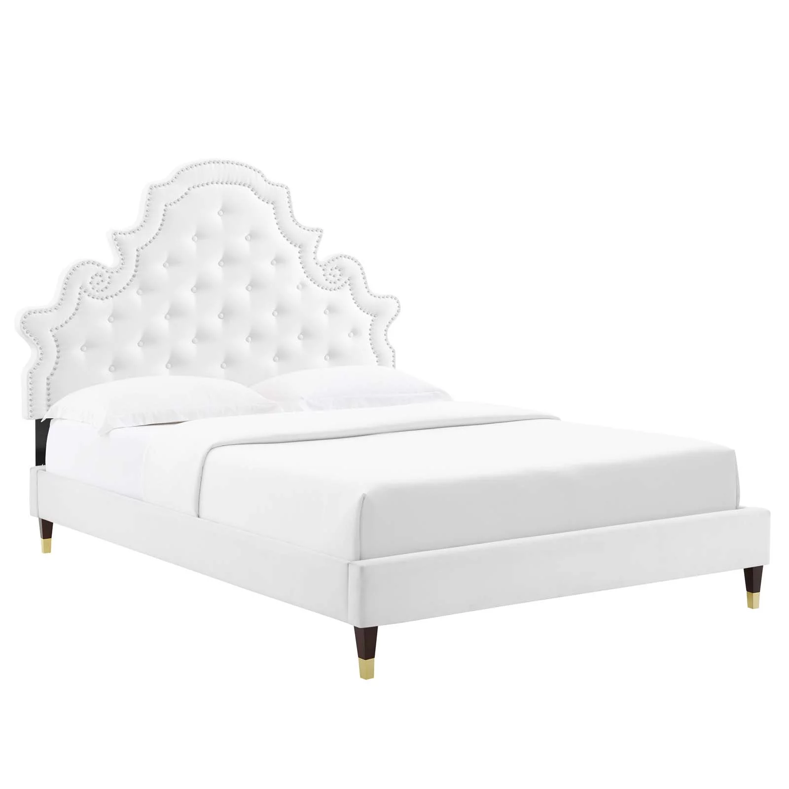 Modway Gwyneth Tufted Performance Velvet King Platform Bed in White