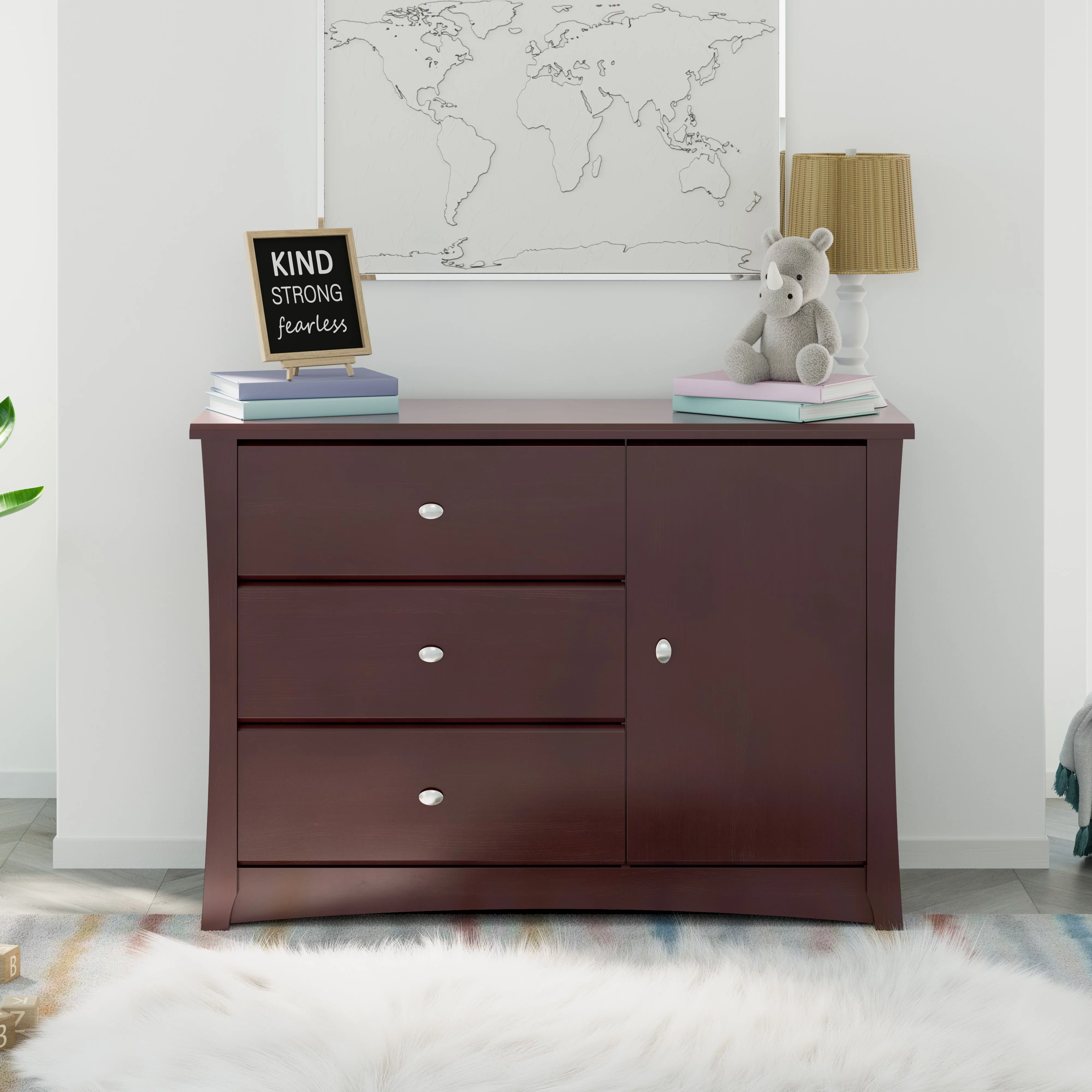 Storkcraft Crescent 3 Drawer Modern Combo Dresser Espresso