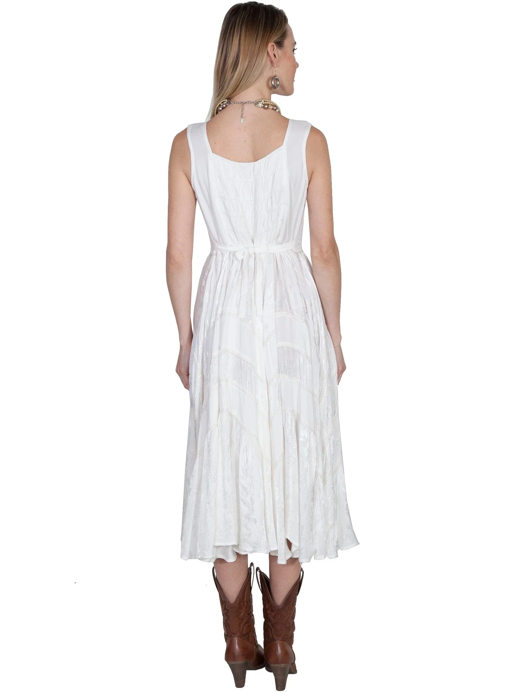 Scully Women's Lace-Up Jacquard Midi Dress Ivory Small  US