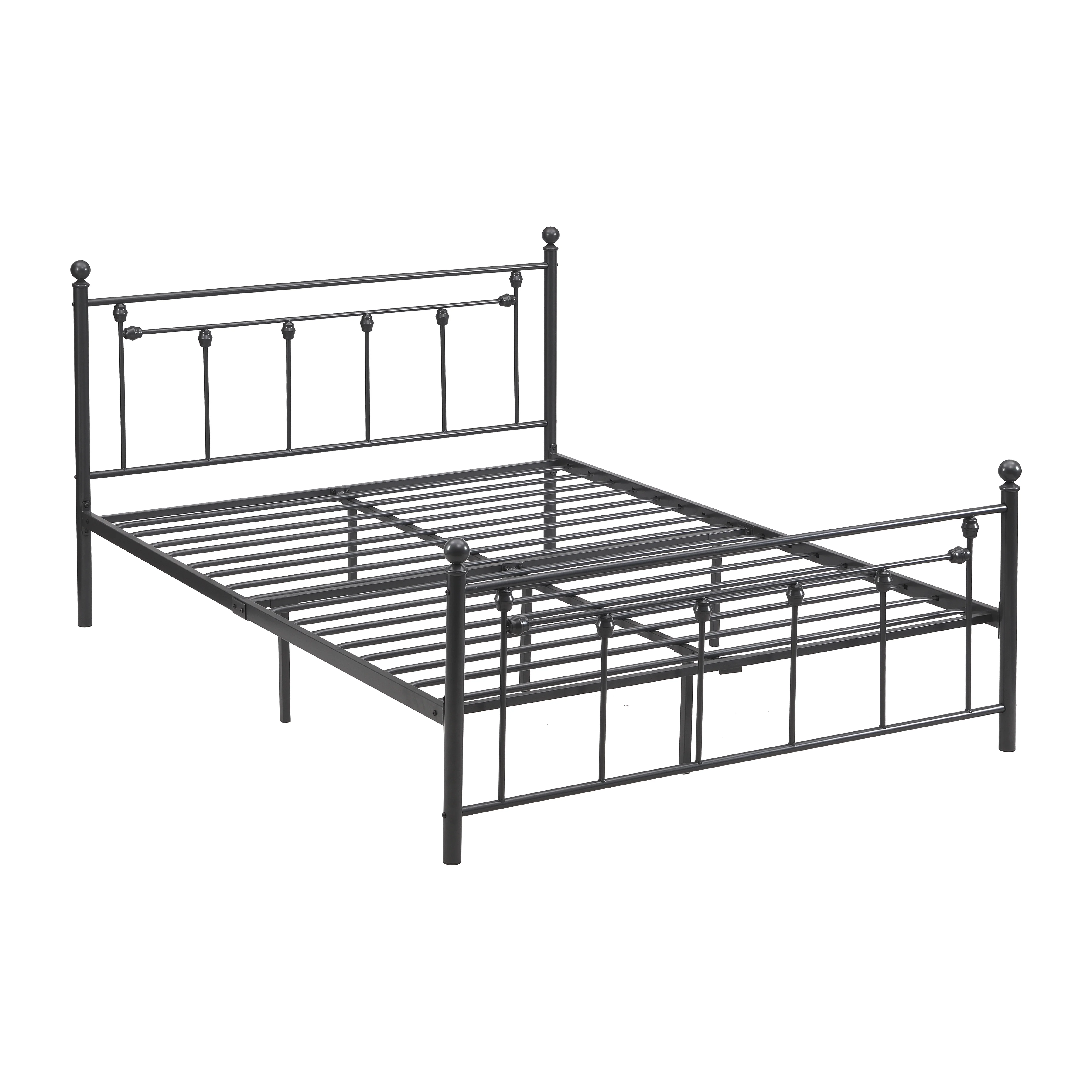 Dark Gray Full Victorian Style Metal Platform Bed (Fully Slated)