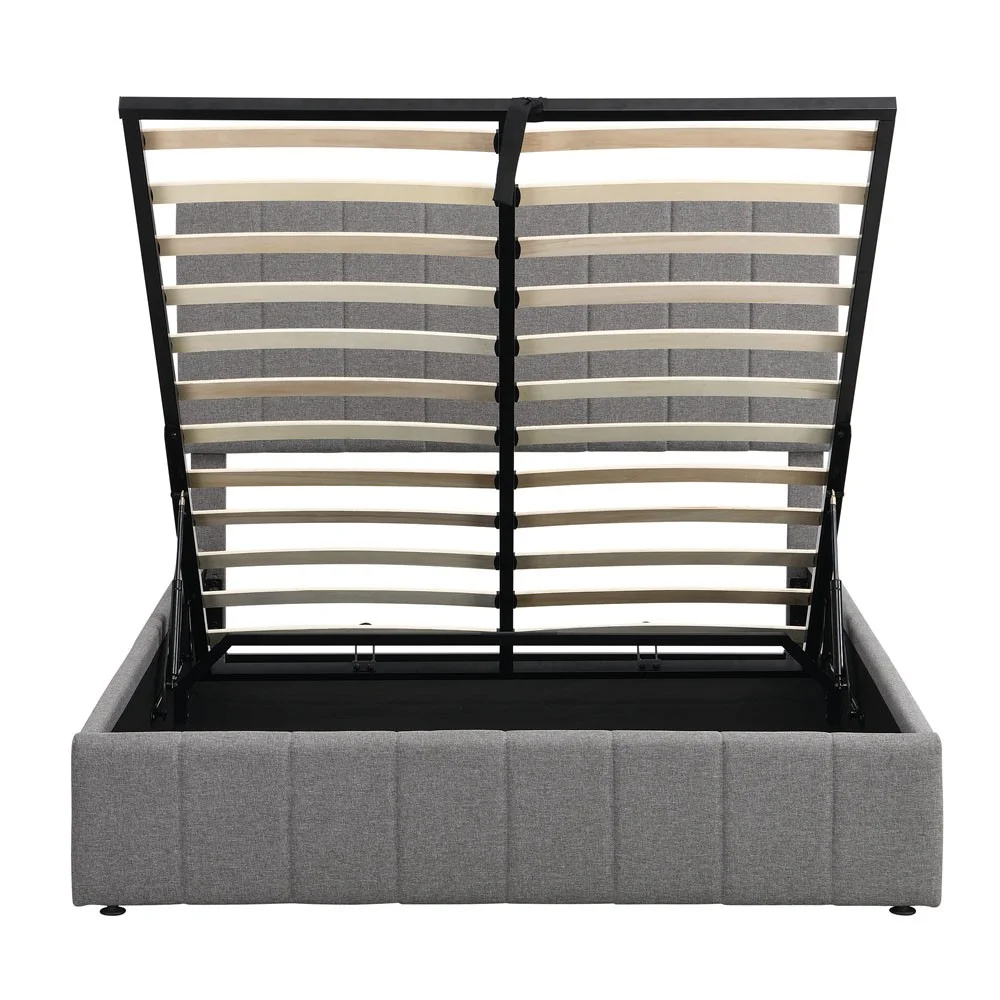 HomeRoots 473964 Full & Double Size Gray Upholstered Linen Blend Bed