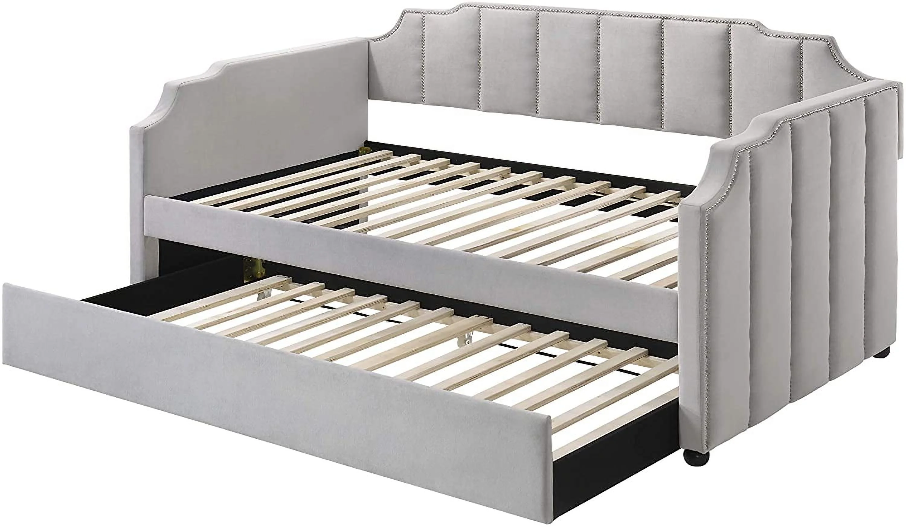 CoSoTower Daybed & Trundle (Twin Size), Dove Gray Velvet (1Set/2Ctn)