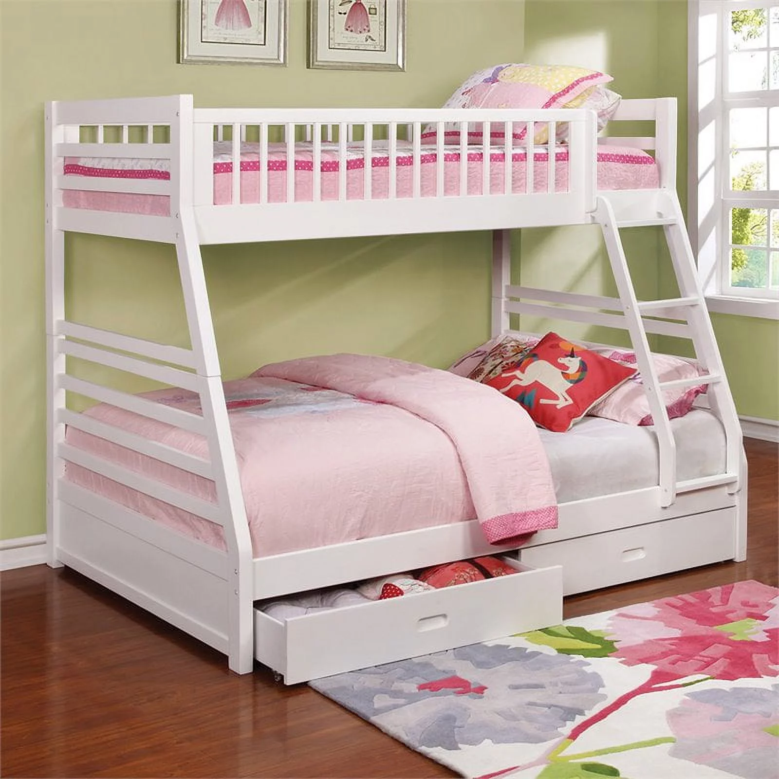 Scranton & Co Contemporary Twin Over Full Bunk Bed in White