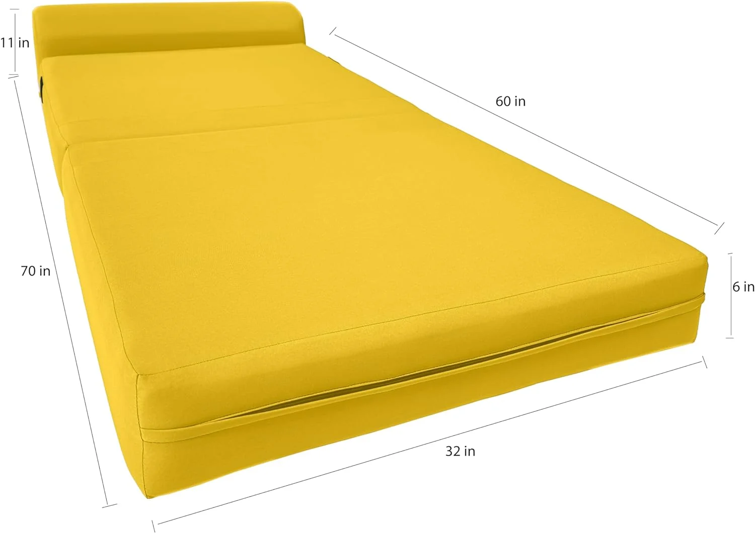 RUNFAYBIU D&D Futon  Yellow Sleeper Chair Folding Foam Beds  Sofa Bed 6 x 32 x 70  1.8 lb Density Foam.
