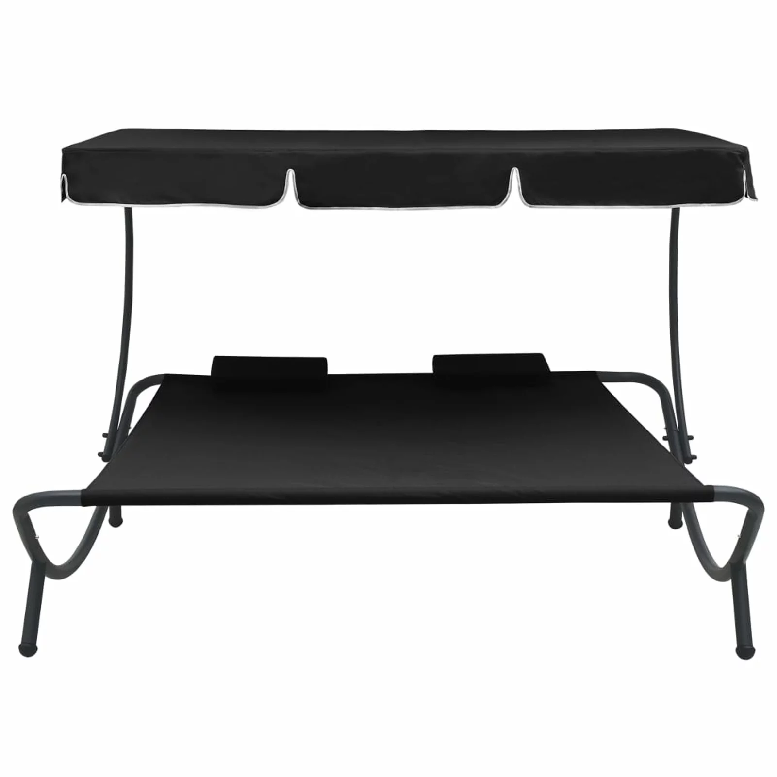 OWSOO Outdoor Bed with Canopy and Pillows Black