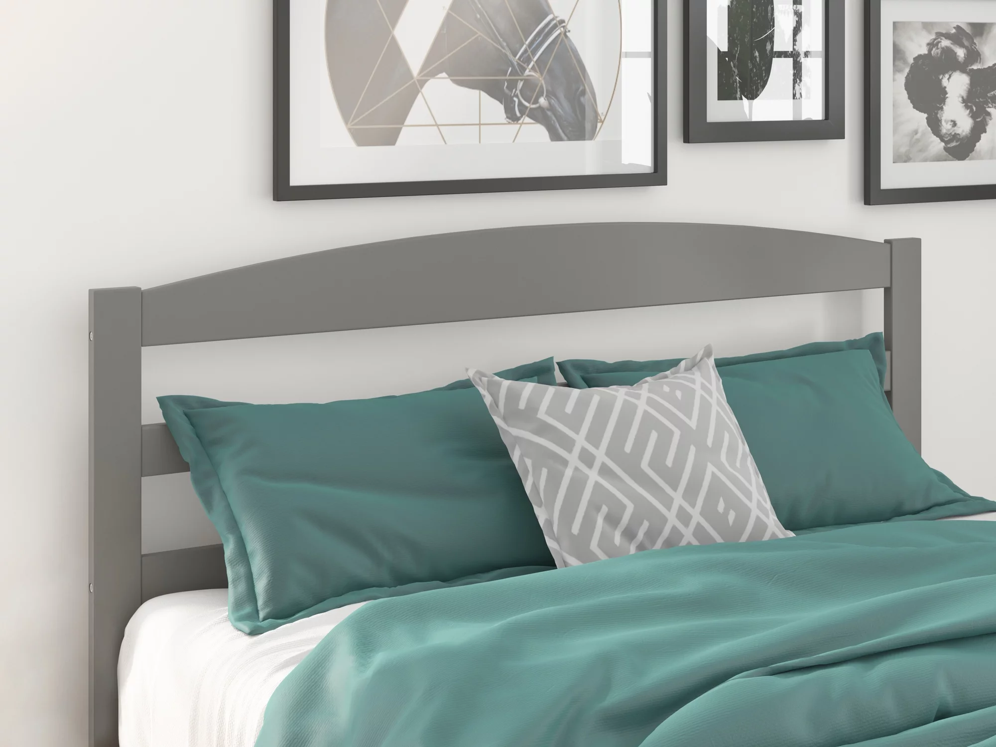 AFI Warren Arched Slatted Wood Headboard with 2 USB Ports, Queen, Grey