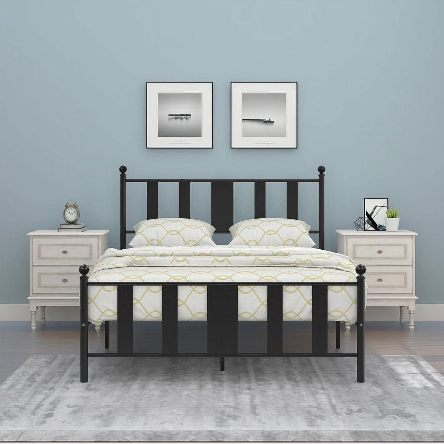 TSLINN Metal Bed Frame With Headboard And Footboard,Easy Assembly,Full Size,Black