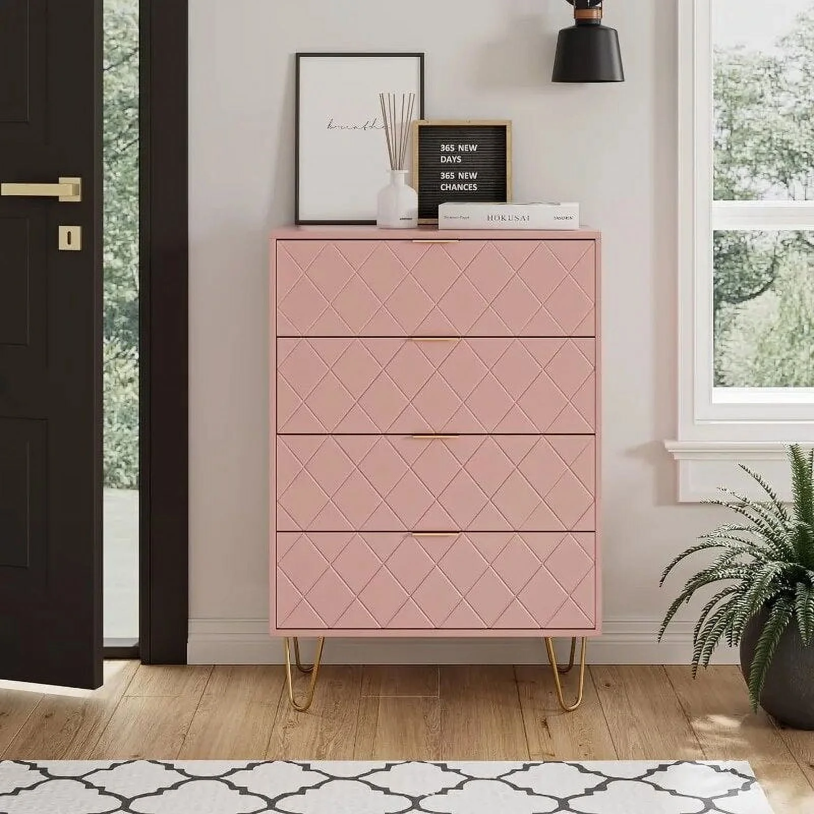 , Tall Storage Dresser Chest Cabinet Organizer Unit with Metal Legs, Small Dresser for Bedroom, Living Room, Closet