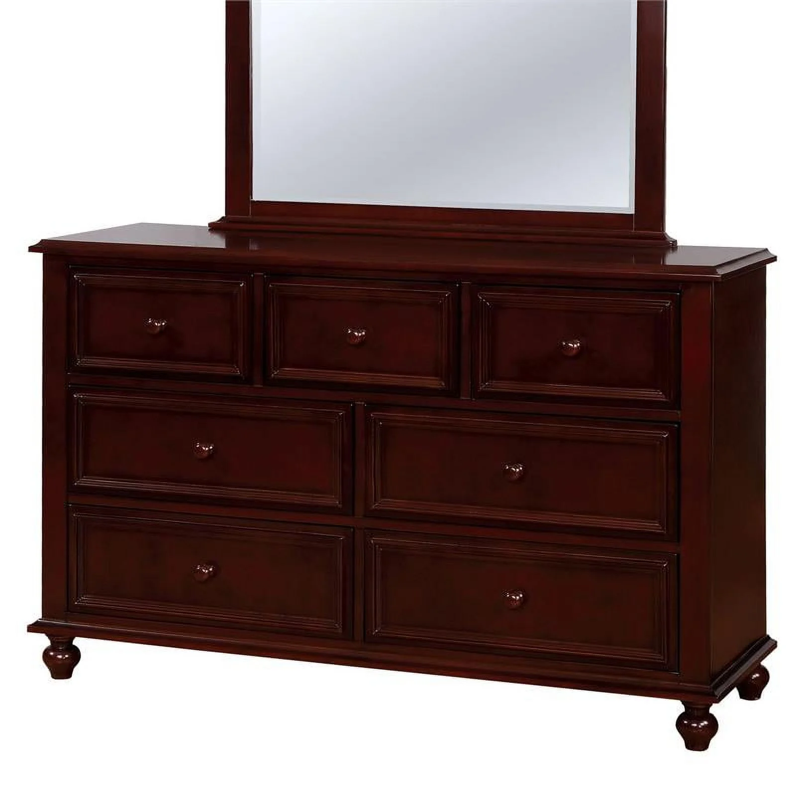 Furniture of America Noell Solid Wood 7-Drawer Dresser in Dark Walnut