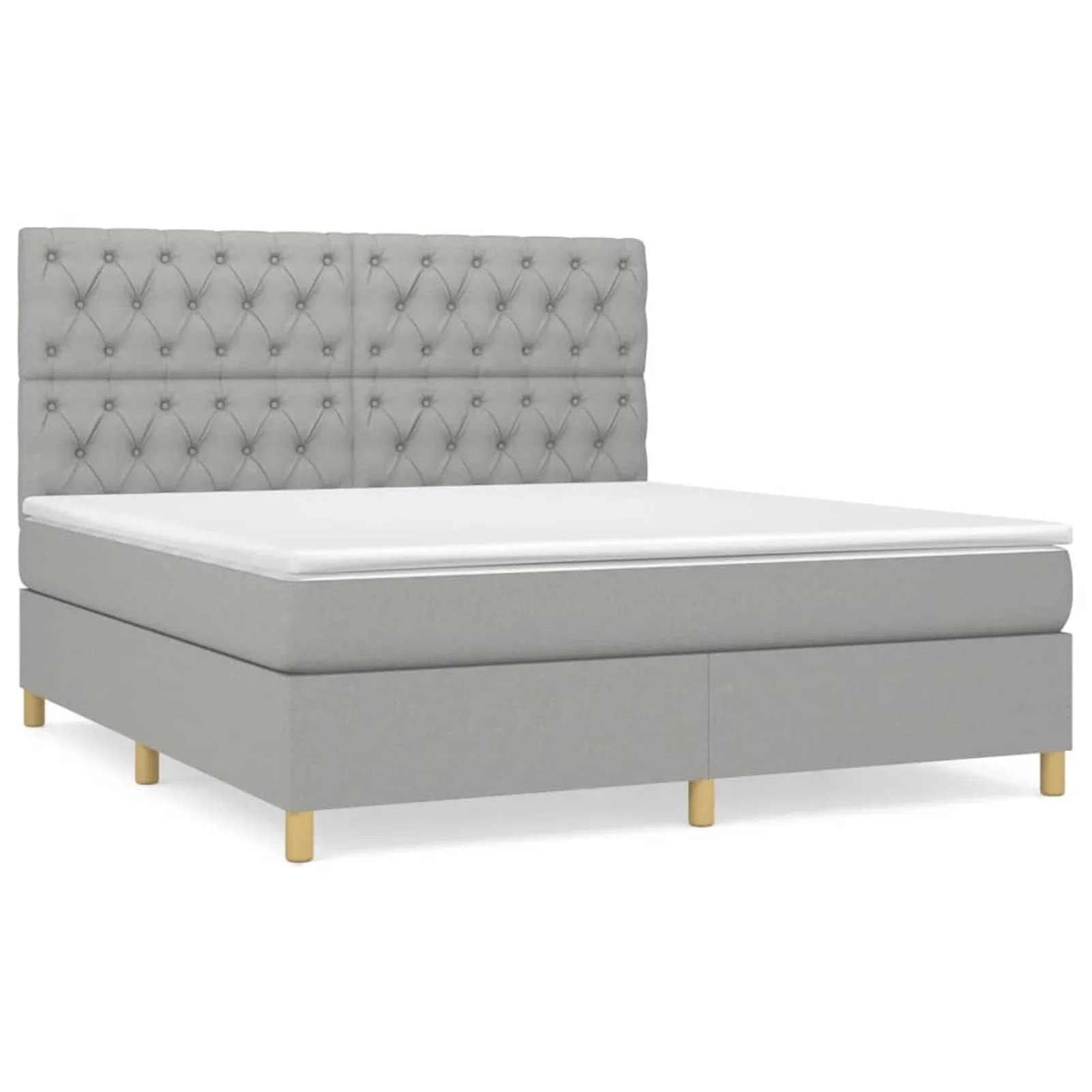 Dcenta Box Spring Bed with Mattress Light Gray Queen Fabric