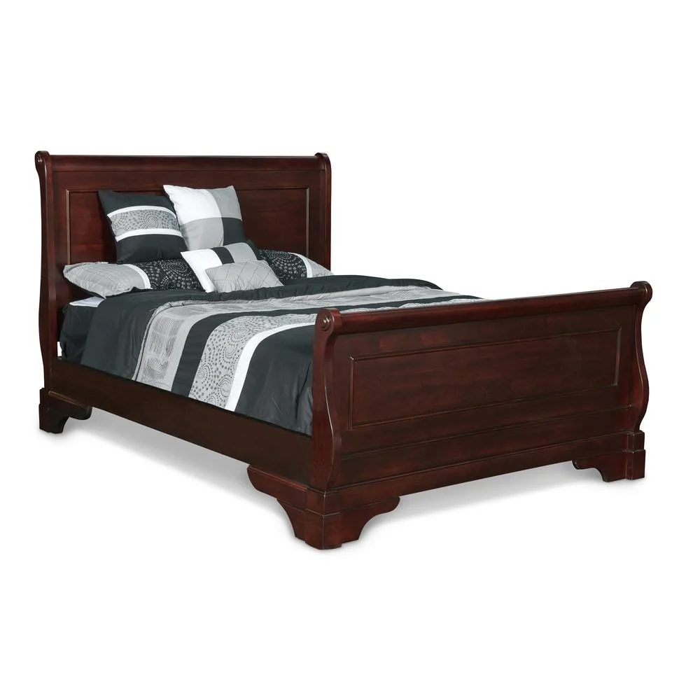 New Classic Furniture Versailles Contemporary Solid Wood 3/3 Twin Bed in Cherry