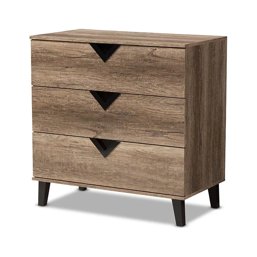 Baxton Studio Wales Modern And Contemporary Light Brown Wood 3-Drawer Chest