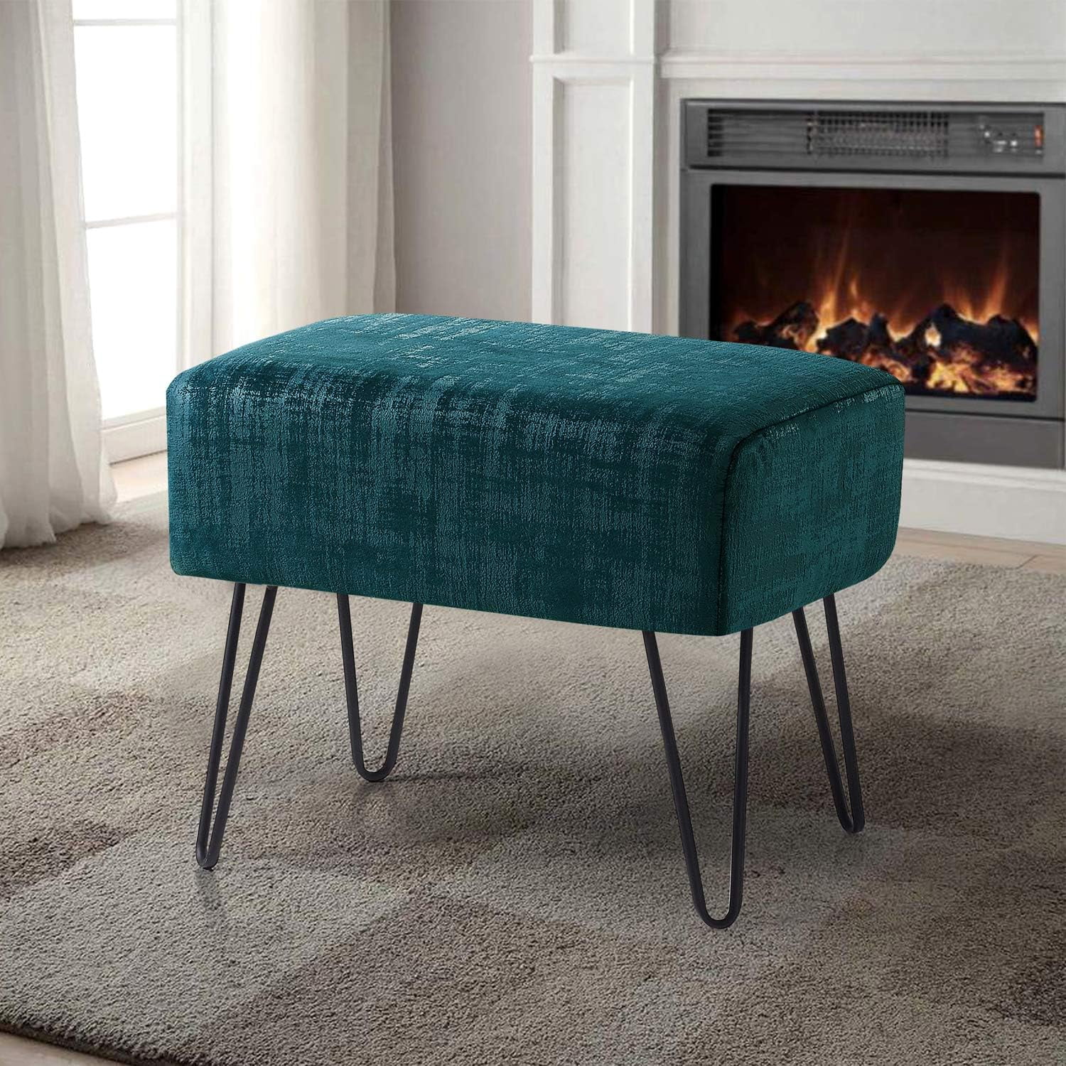 Textured Velvet Ottoman, 19