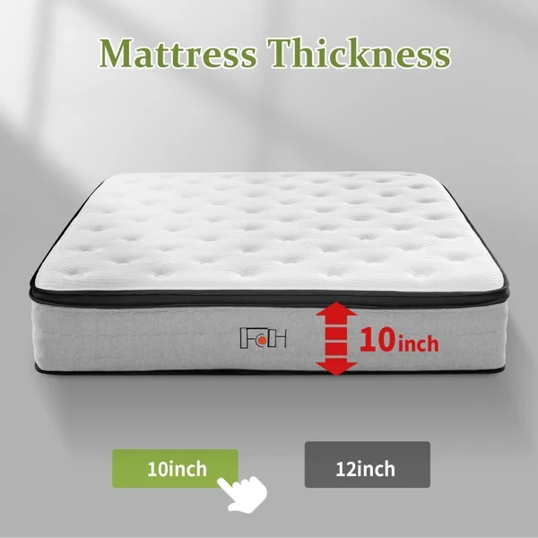 SYTHERS 10 Inch Memory Foam and Spring Hybrid Mattress, Motion Isolation Individually Wrapped Pocket Coils Mattress, Full Size