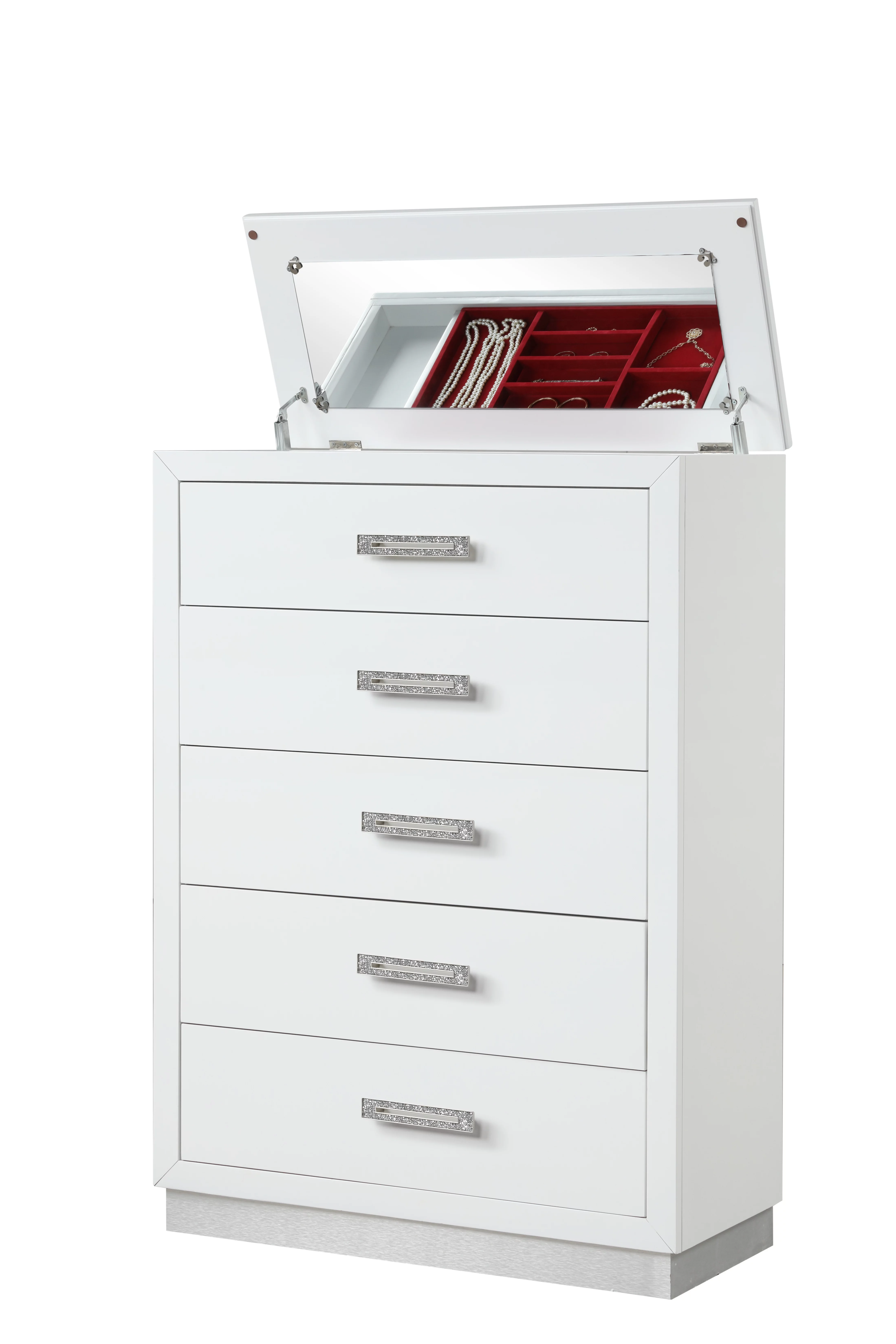 Luxurious Coco Chest with Crystal Bling Hardware and LED Nightlight - Elevate Your Bedroom