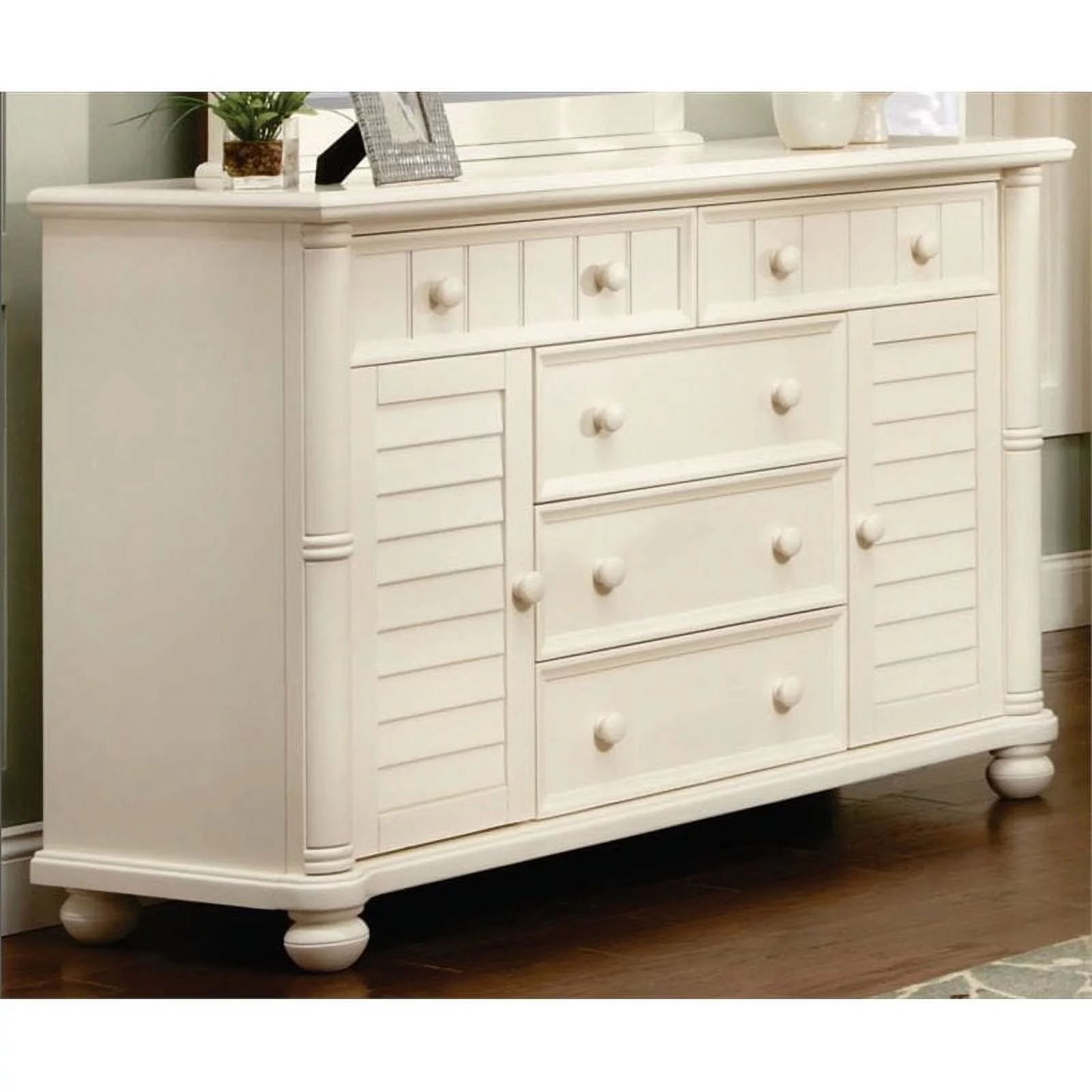 Sunset Trading Ice Cream At The Beach Coastal Wood Dresser in Antique White