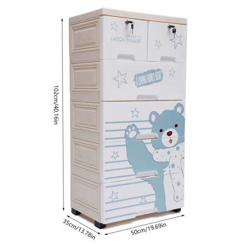 5 Layers Polar Bear Closet W/6 Drawers Tall Dresser Organizer Dolls Storage