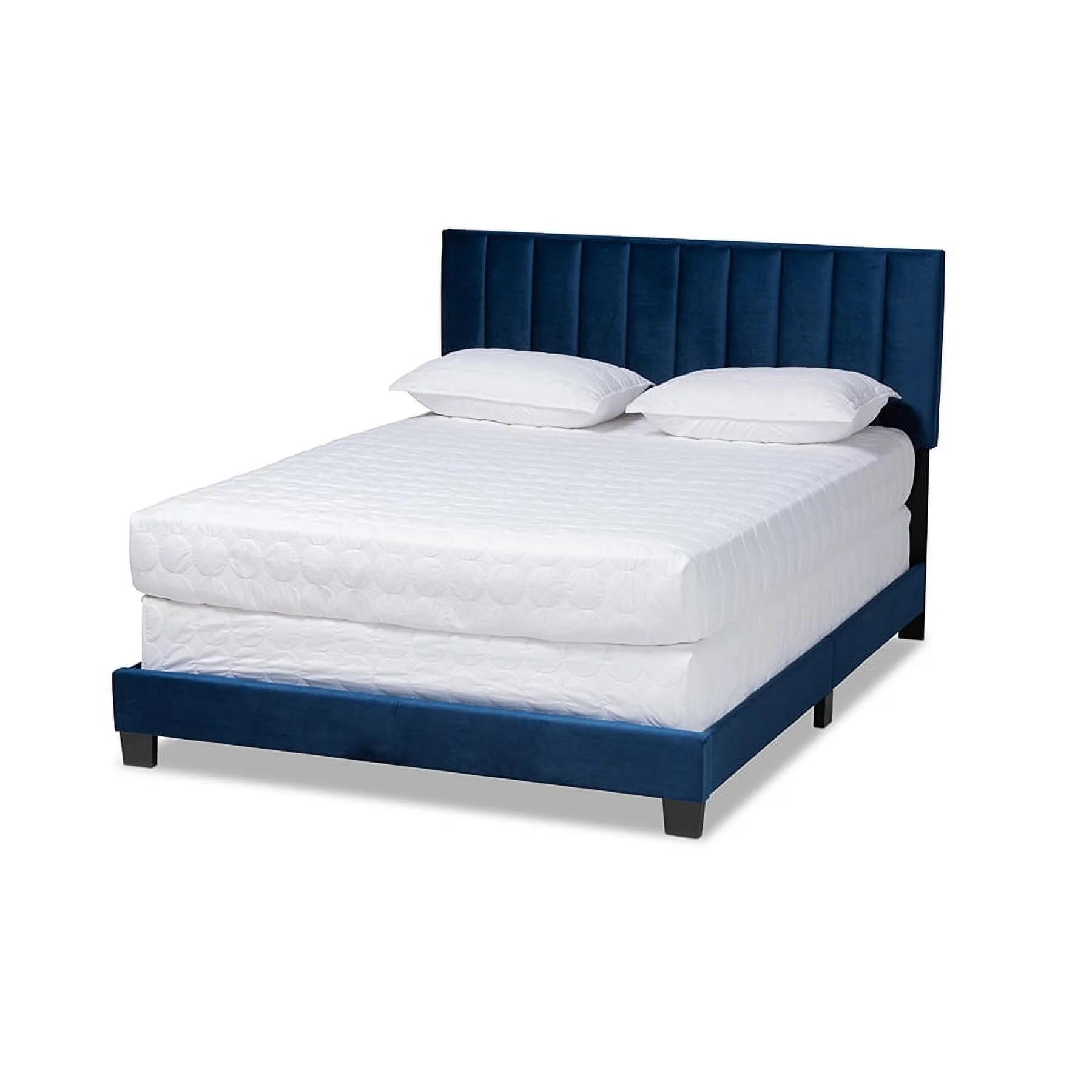 Clare Glam Velvet Fabric Upholstered Full Size Panel Bed