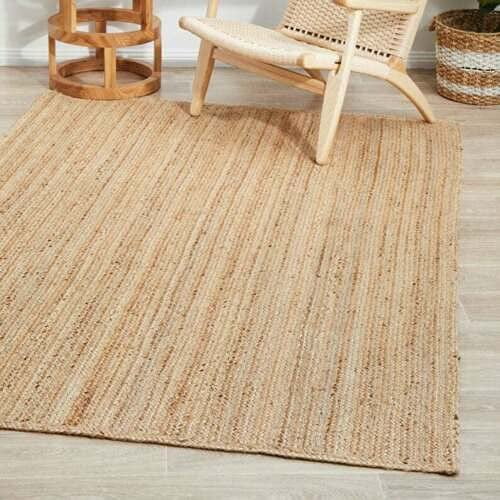 Agro Richer Natural Beige Color Rectangle Jute Area Rugs for Living, Carpet for Kitchen outdoor & Indoor (5x8