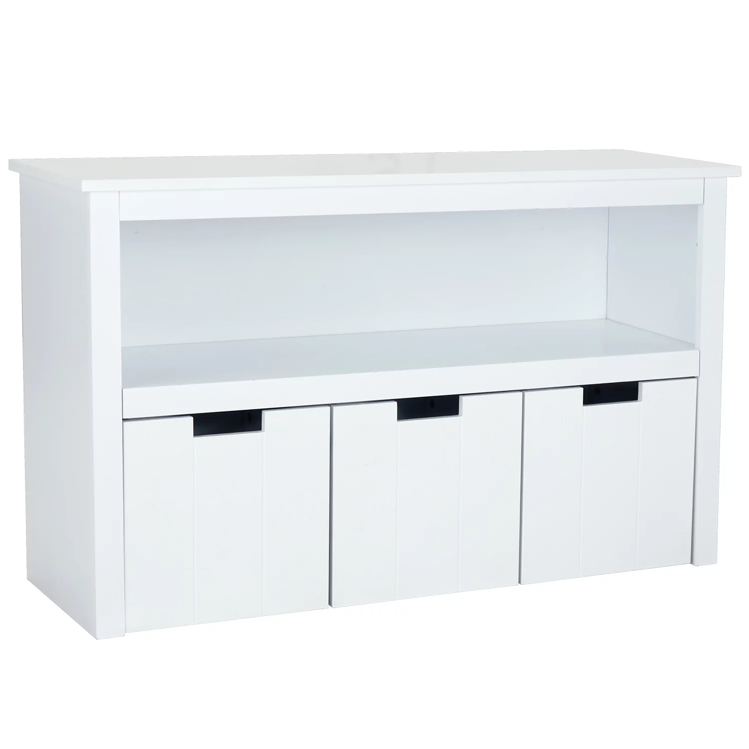 Kinbor Storage Cabinet with 3 Rolling Box Cubes and Large Shelf Clothes Organizer Bookcase Chests for Living Room Bedroom Office White