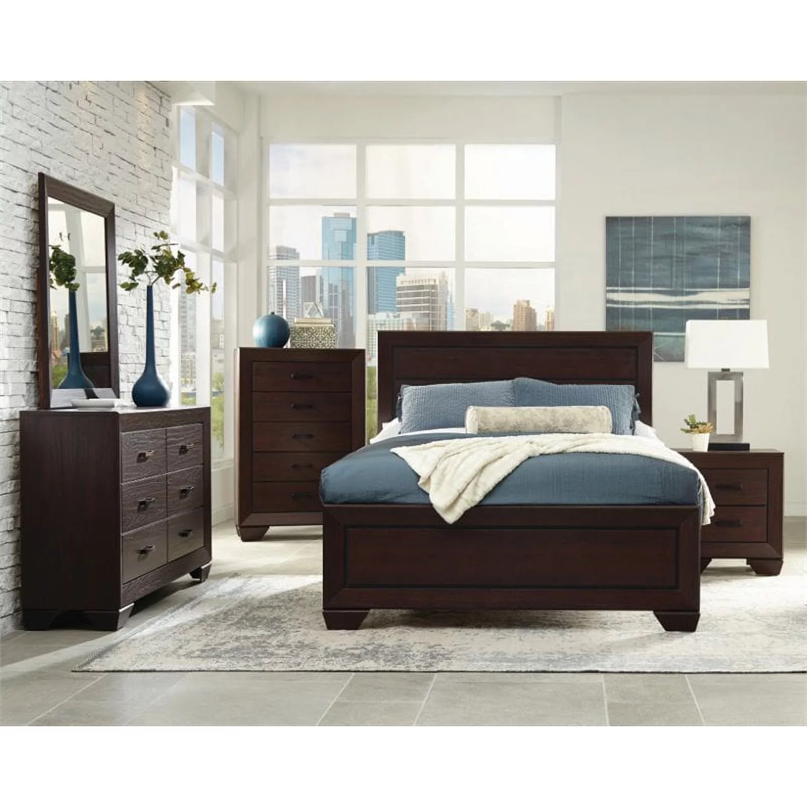 Kauffman Storage Bedroom Set with High Straight Headboard