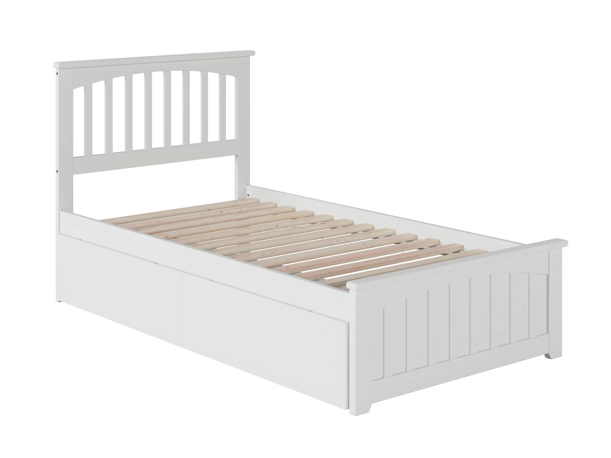 AFI Mission Twin XL Platform Bed with Matching Foot Board with 2 Drawers in White