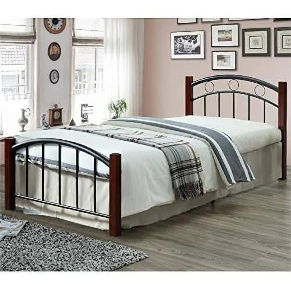 Modern Metal Bed With Headboard And Footboard In Black