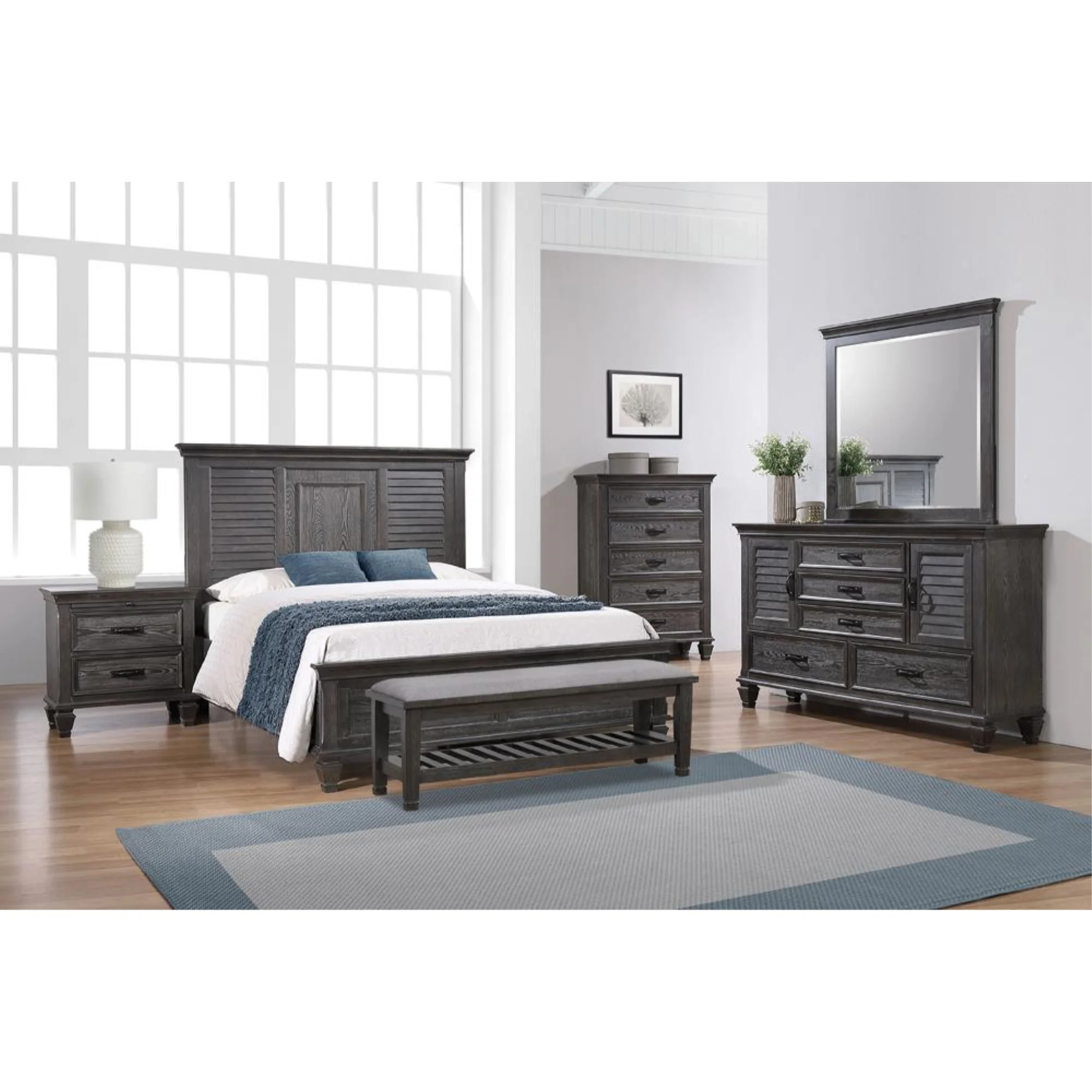 Franco 4-piece Eastern King Panel Bedroom Set Weathered Sage