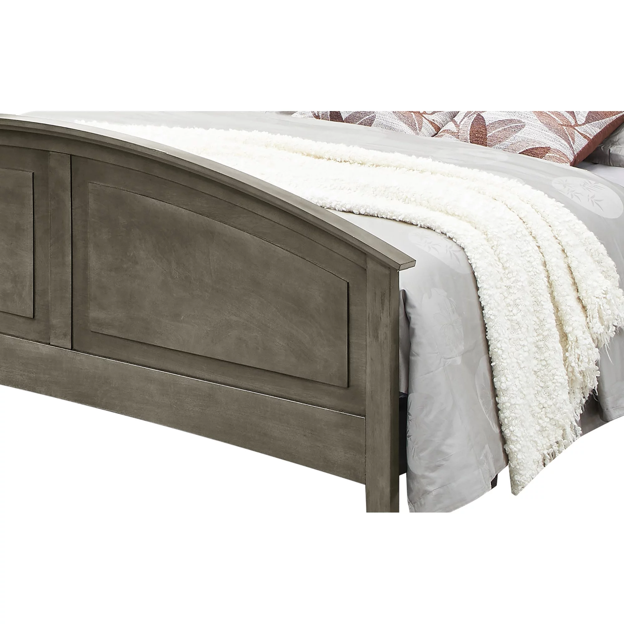 Passion Furniture  Hammond Panel Bed with Curved Top Rail, Gray - King Size