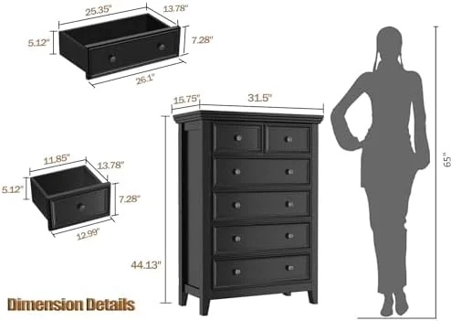 KHBIULIFE White Dresser 5 Chest Drawer Dresser for Bedroom Modern Nightstand Large Capacity Wood Cabinet for Bedroom Nursery Living Room Closets Hallway