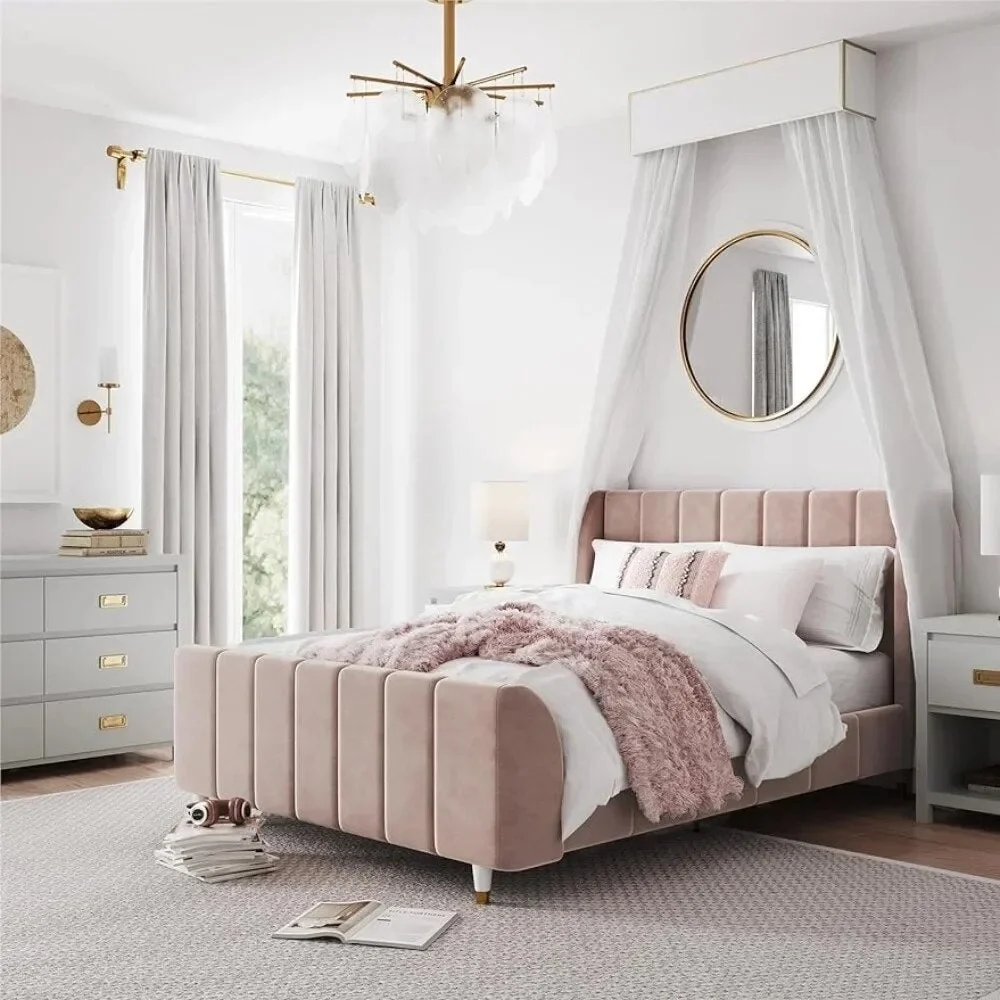 Little Seeds Valentina Upholstered Bed, Full, Bedroom Furniture, Bed for Girls, Bed Frame