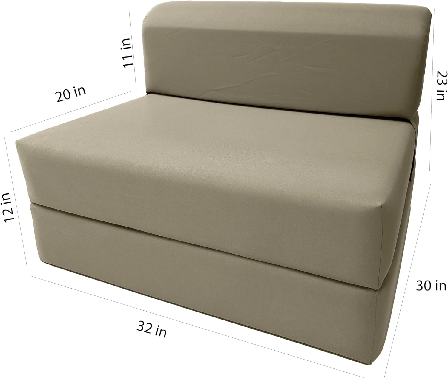 RUNFAYBIU D&D Futon  Tan Sleep Chair Folding Foam Bed  Sofa Mattress 6 x 32 x 70  1.8 pounds Density Foam