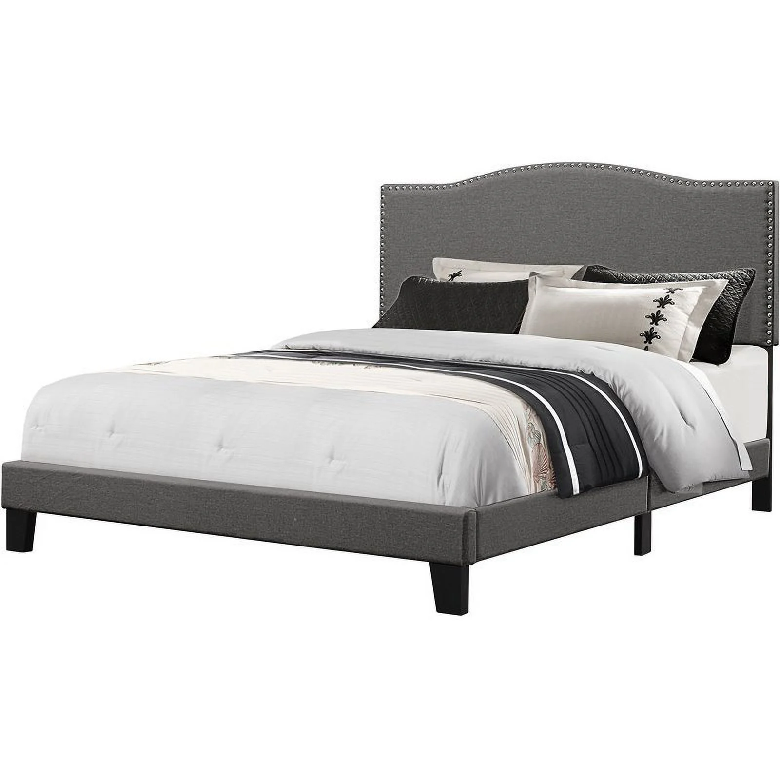 Bowery Hill Upholstered Hardwood Queen Bed in One in Stone Fabric