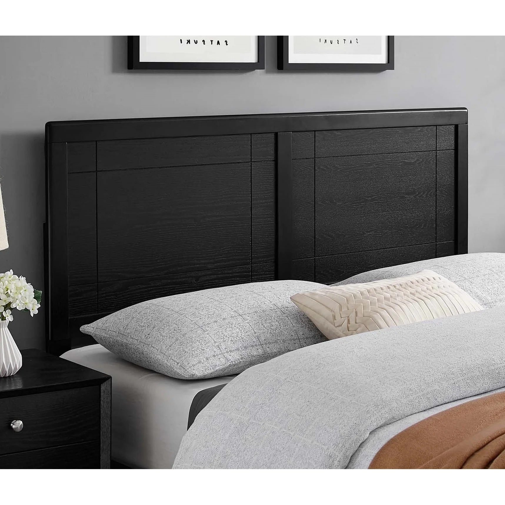 BSD National Supplies Viola Country Style Full Size Black Wooden Headboard