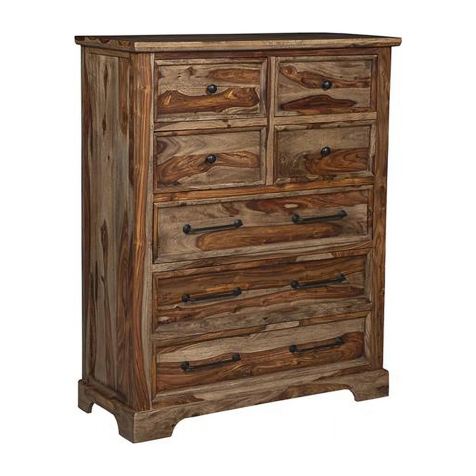 Pemberly Row Contemporary Solid Sheesham Wood Chest in Brown
