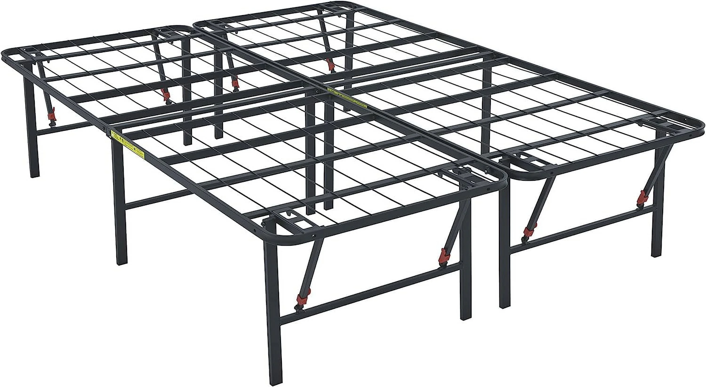 LIHONG Foldable Metal Platform Bed Frame with Tool Free Setup, 18 Inches High, Sturdy Steel Frame, No Box Spring Needed, King, Black